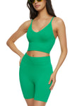 Womens Seamless Cropped Cami And Biker Shorts Set, ,