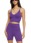 Womens Seamless Cropped Cami And Biker Shorts Set, ,