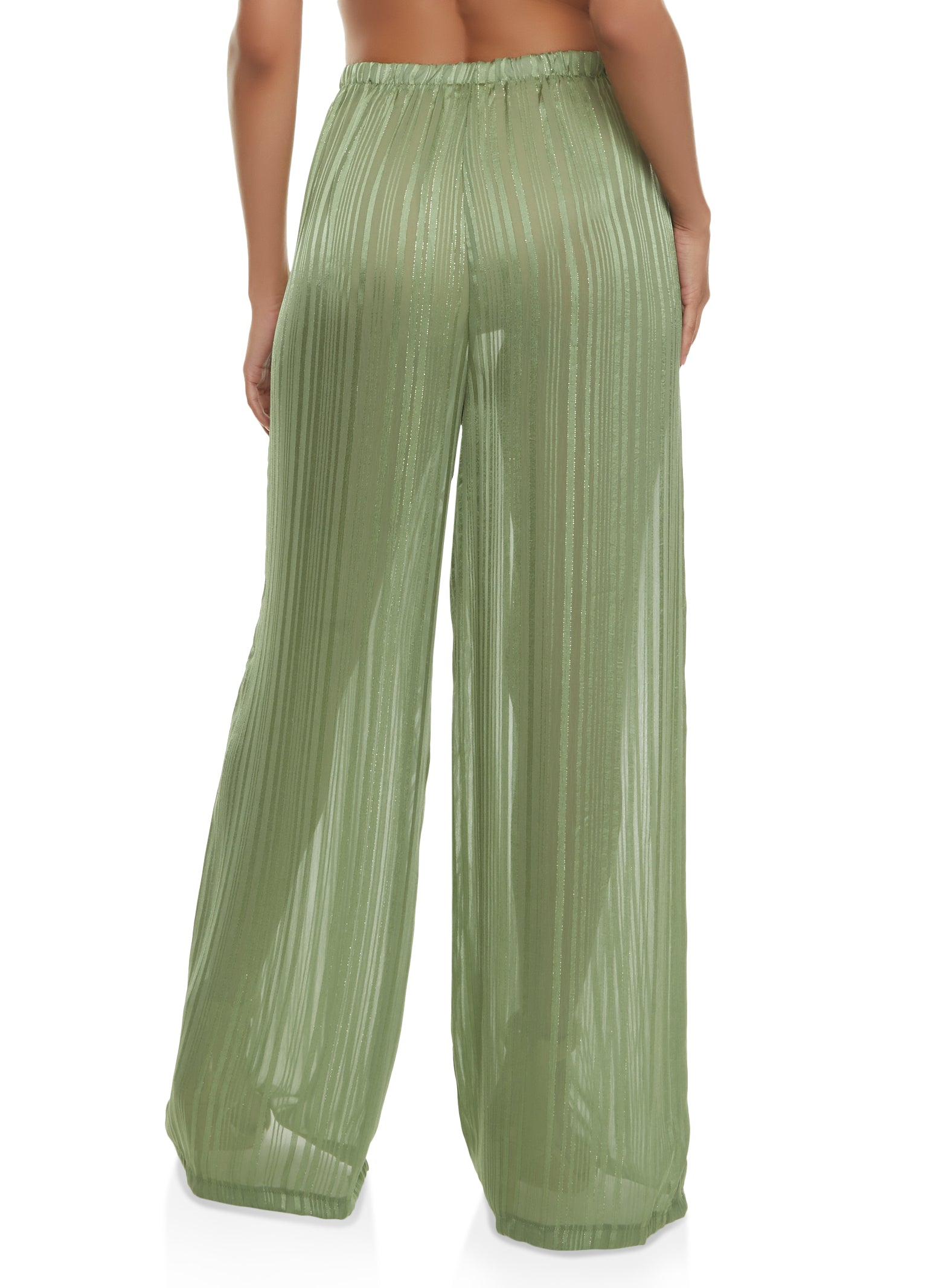 Womens Lurex Shadow Stripe Palazzo Pants,