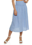 Womens Gauze Knit Smocked Waist Midi Skirt, ,