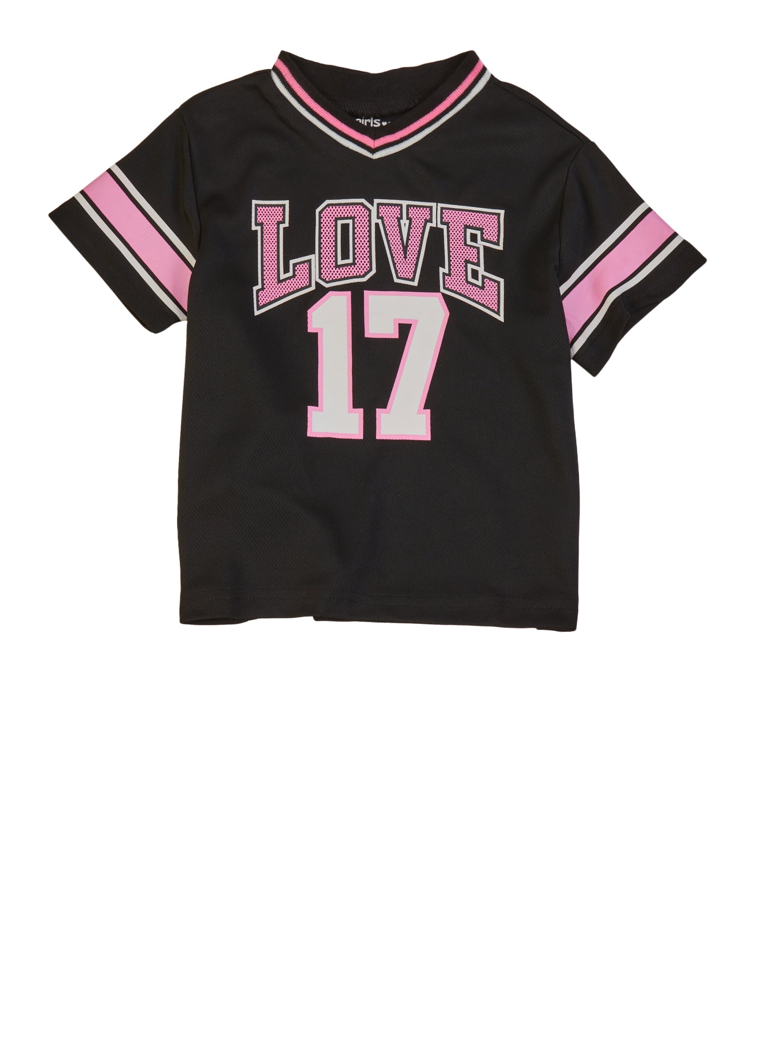 Toddler Girls Love 17 Graphic Football Jersey, Black, Size 4T