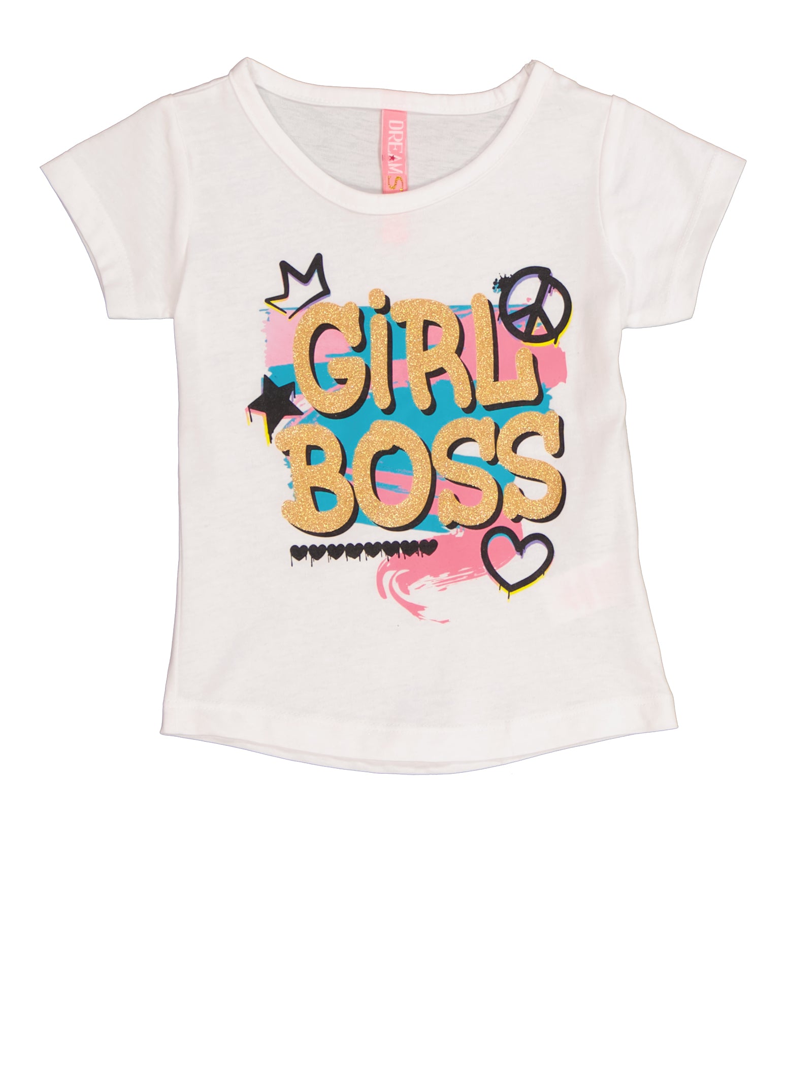 Toddler Girls Girl Boss Glitter Graphic Tee, White, Size 3T