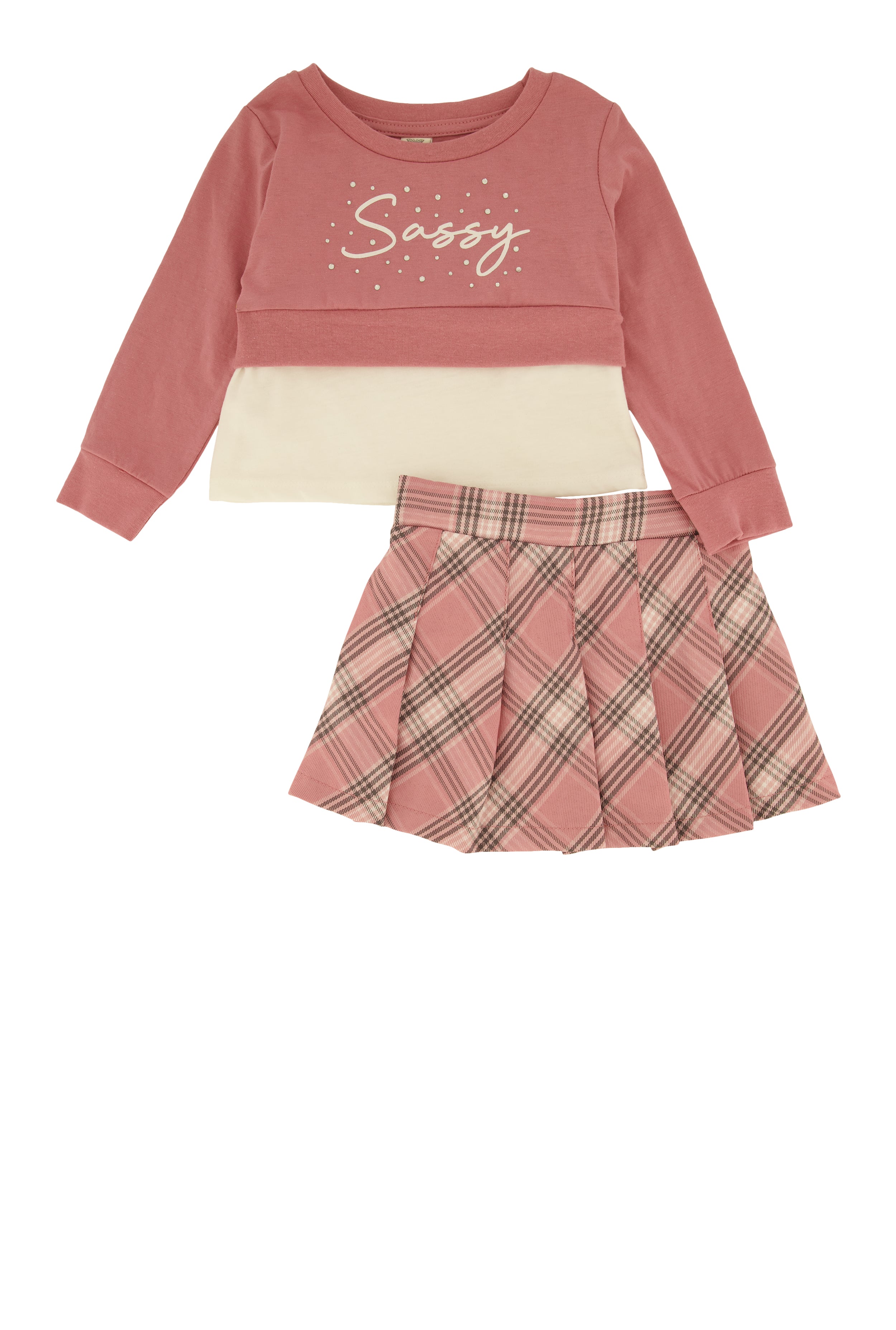 Toddler Girls Sassy Pullover Graphic Sweatshirt and Pleated Skirt, Pink, Size 3T