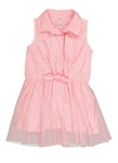 Toddler Sleeveless Fitted Fit-and-Flare Collared Tulle Skater Dress/Midi Dress