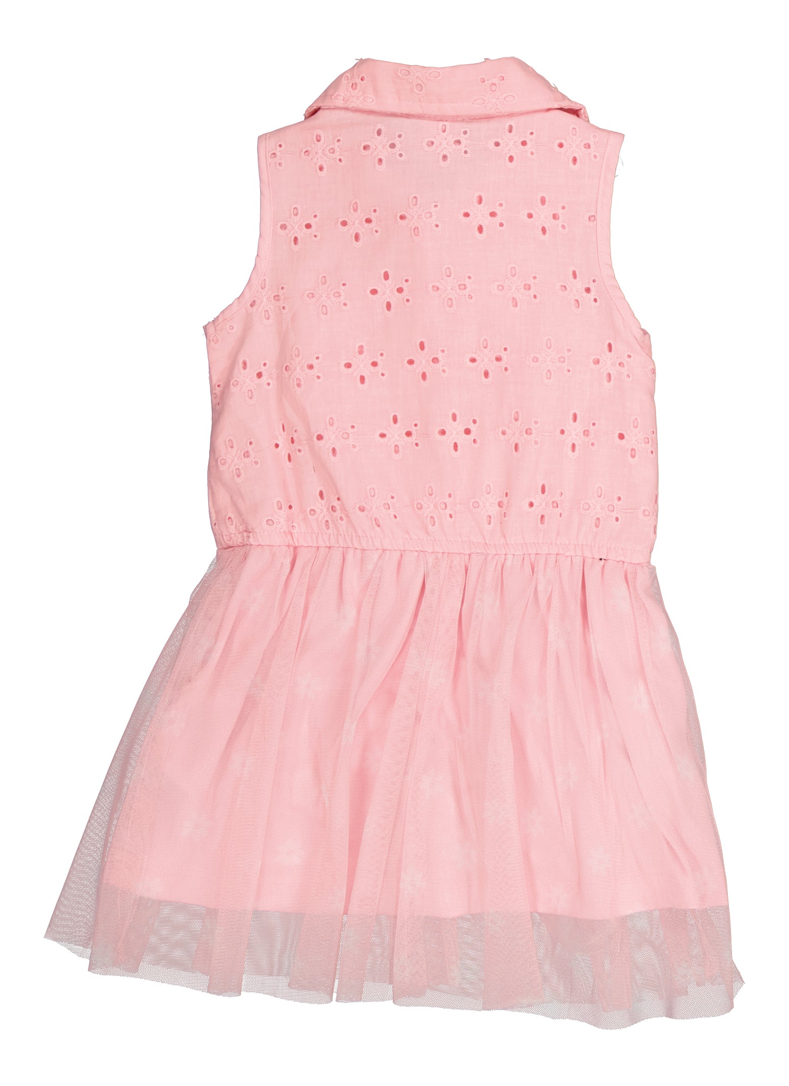 Toddler Girls Sleeveless Eyelet Tulle Dress, Pink, Size 3T