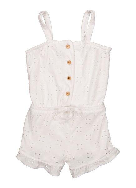 Toddler Square Neck Sleeveless Button Front Romper