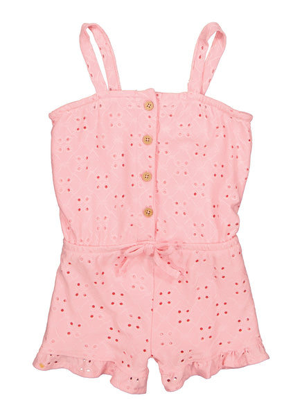 Toddler Square Neck Sleeveless Button Front Romper