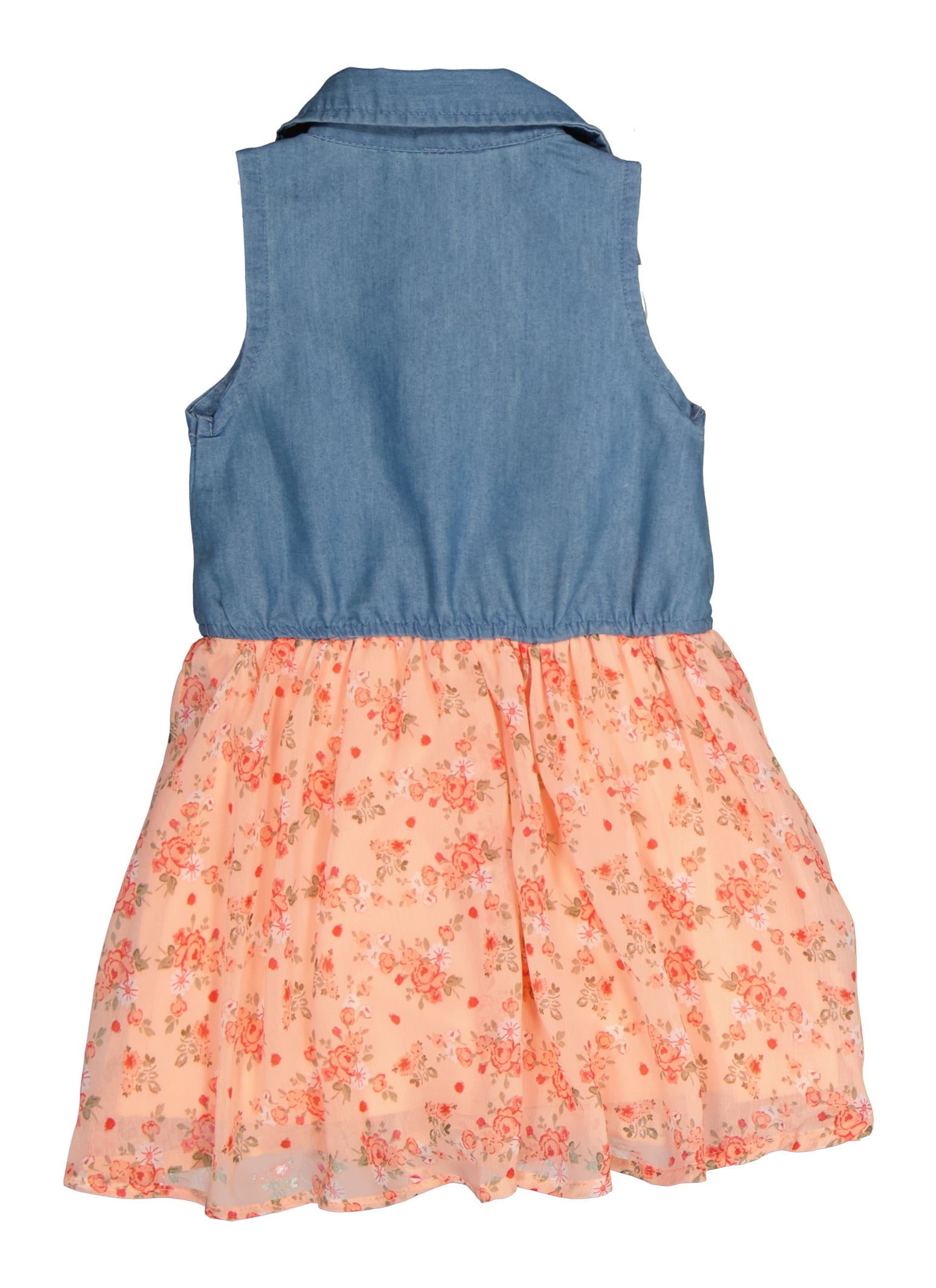 Toddler Girls Floral Chiffon Skater Dress, Orange, Size 2T