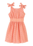 Toddler V-neck Sleeveless Faux Wrap Fitted Fit-and-Flare Skater Dress/Midi Dress With a Bow(s)