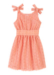 Toddler V-neck Sleeveless Fit-and-Flare Fitted Faux Wrap Skater Dress/Midi Dress With a Bow(s)