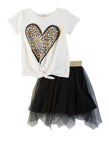 Toddler Girls Love Glitter Graphic Tee And Tulle Skirt, ,