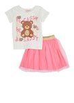 Toddler Girls Be Classy Bear Graphic Tee And Tutu Skirt Set, ,