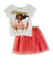 Toddler Girls Mermaid Princess Glitter Graphic Tee And Tulle Skirt, ,