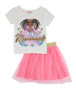 Toddler Girls Mermaids Glitter Graphic Tee And Tutu Skirt, ,