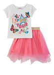 Toddler Girls Love Yourself Glitter Graphic Tee And Tulle Skirt, ,