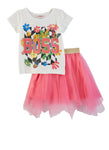 Toddler Girls Girl Boss Glitter Graphic Tee And Tulle Skirt, ,