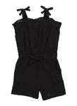 Toddler Knit Sleeveless Square Neck Romper With Ruffles