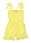 Toddler Smocked Square Neck Sleeveless Knit Romper With Ruffles