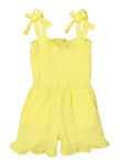 Toddler Knit Smocked Square Neck Sleeveless Romper With Ruffles