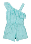 Toddler One Shoulder Sleeveless Romper With Ruffles