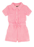 Toddler Collared Short Sleeves Sleeves Knit Striped Print Romper