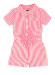 Toddler Collared Striped Print Knit Short Sleeves Sleeves Romper