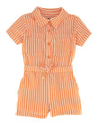 Toddler Short Sleeves Sleeves Collared Striped Print Knit Romper