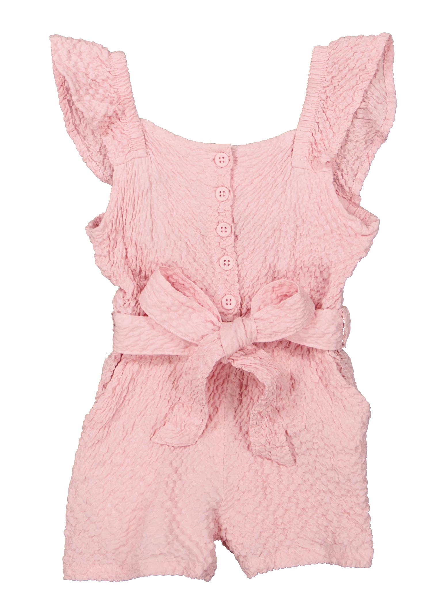 Toddler Girls Textured Knit Button Front Romper, Pink, Size 2T