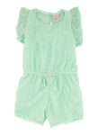 Toddler Crew Neck Button Closure Cap Sleeves Romper