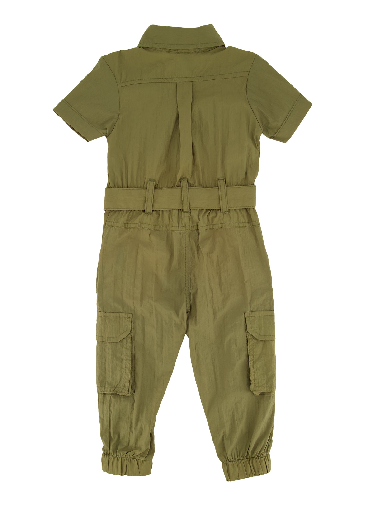 Baby Girls 12-24M Belted Short Sleeve Utility Jumpsuit, Green, Size 12M