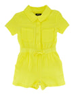 Toddler Snap Closure Knit Collared Elasticized Waistline Short Sleeves Sleeves Romper