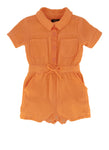 Toddler Knit Collared Elasticized Waistline Short Sleeves Sleeves Snap Closure Romper