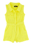 Toddler Knit Button Front Snap Closure Collared Sleeveless Romper