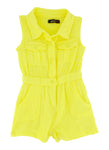 Toddler Button Front Snap Closure Collared Knit Sleeveless Romper