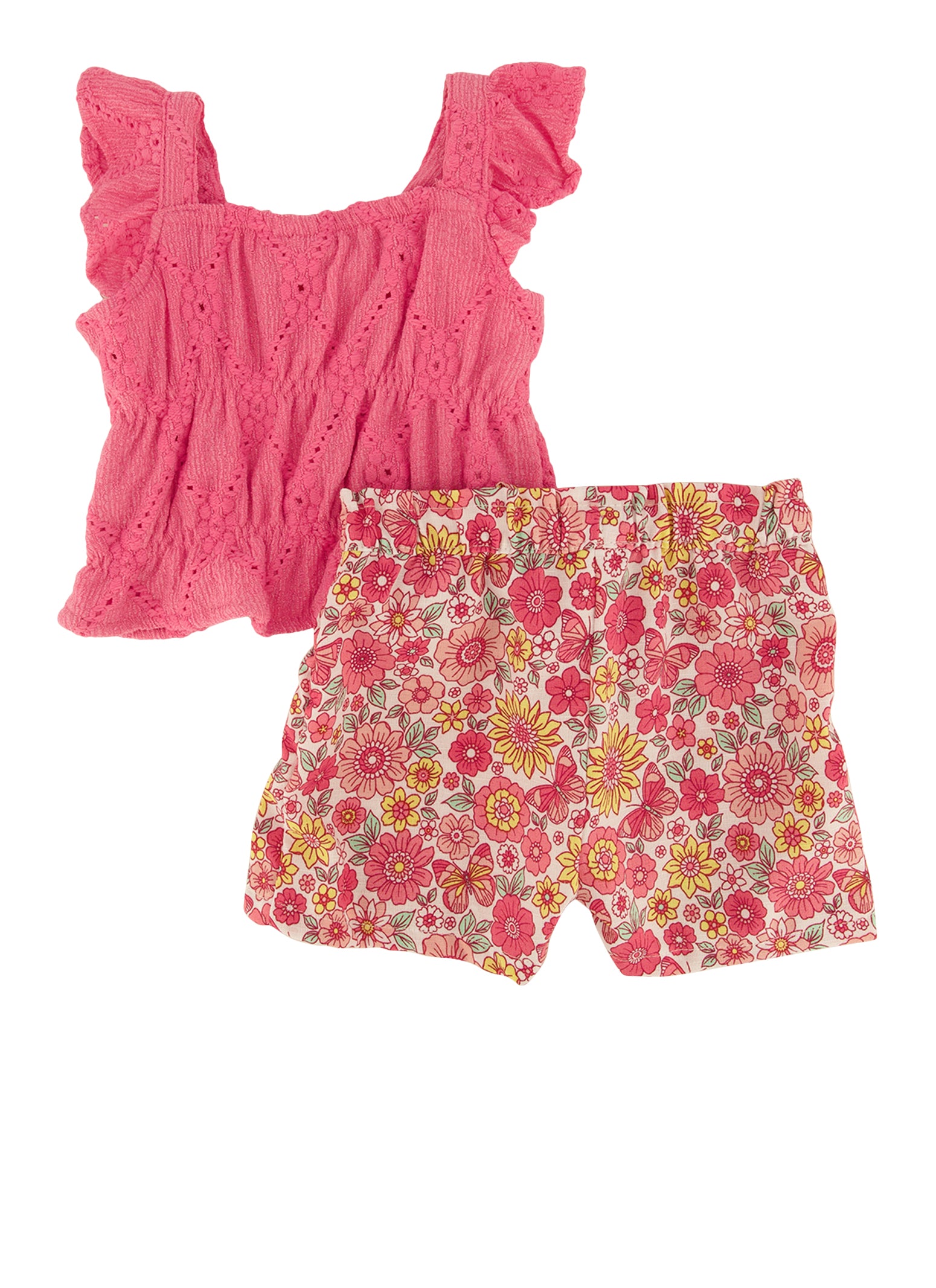 Baby Girls 12-24M Eyelet Tank Top and Printed Shorts, Pink, Size 24M