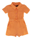 Toddler Knit Short Sleeves Sleeves Collared Snap Closure Romper