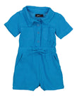 Toddler Snap Closure Knit Collared Short Sleeves Sleeves Romper