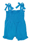 Toddler Smocked Square Neck Knit Sleeveless Romper With Ruffles