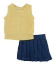Baby Girls 0-9m Sleeveless Sweater And Chambray Pleated Skort, ,