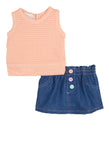 Baby Girls 0-9m Sleeveless Sweater And Denim Skirt, ,