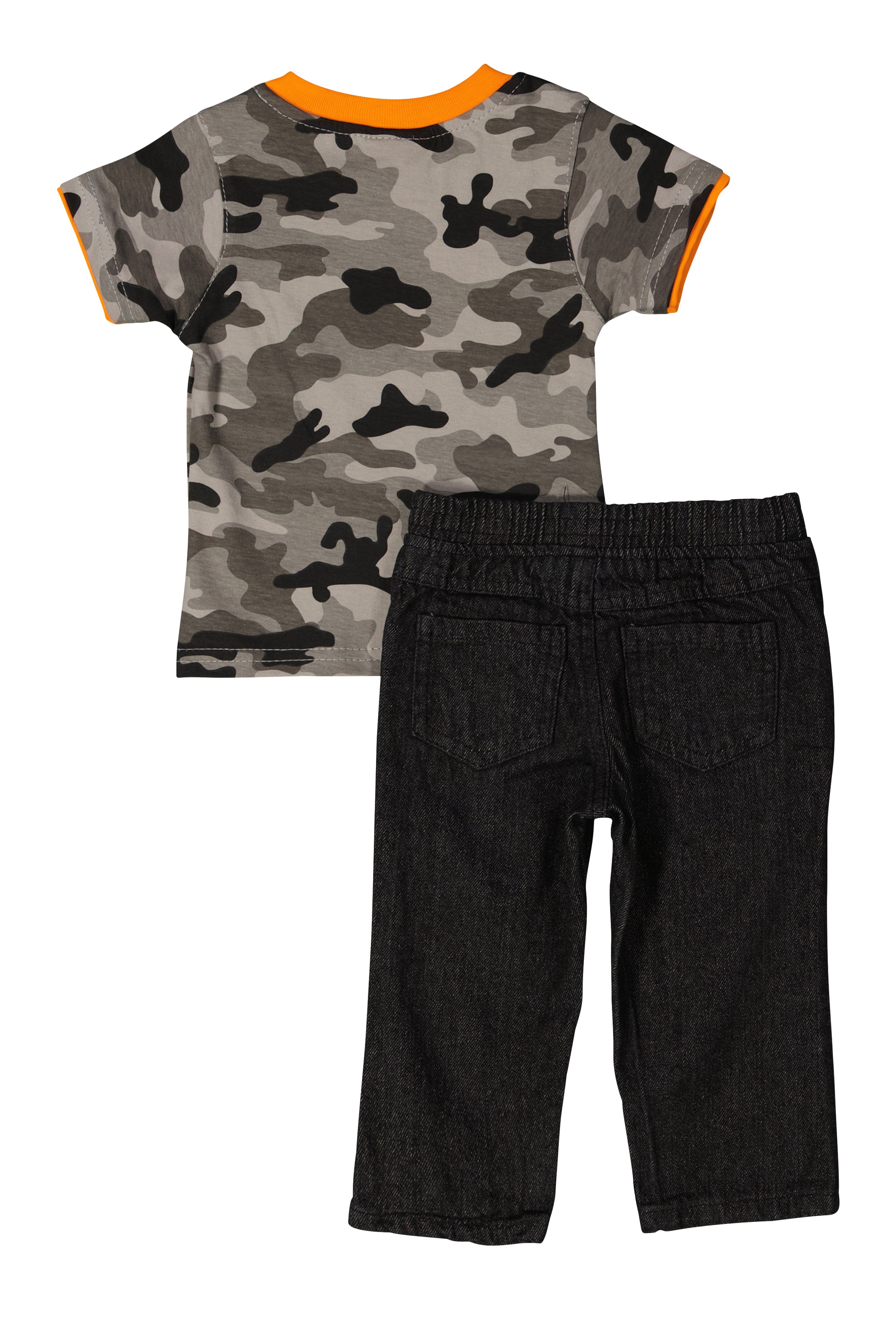 Baby Boys 12-24M Camo Hustle Graphic Tee and Jeans, Grey, Size 18M