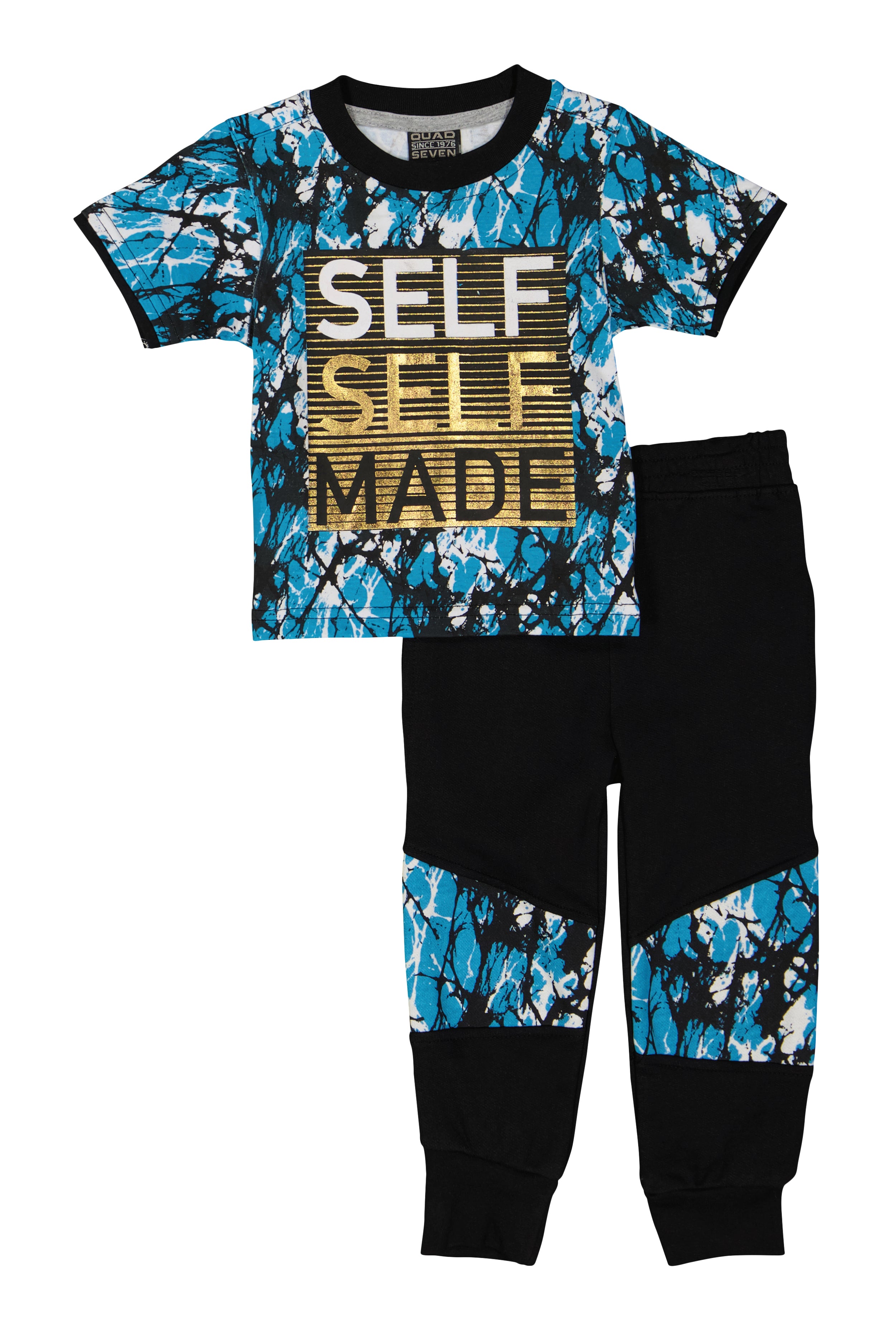 Baby Boys 12-24M Self Made Foil Graphic Tee and Moto Joggers, Blue, Size 18M