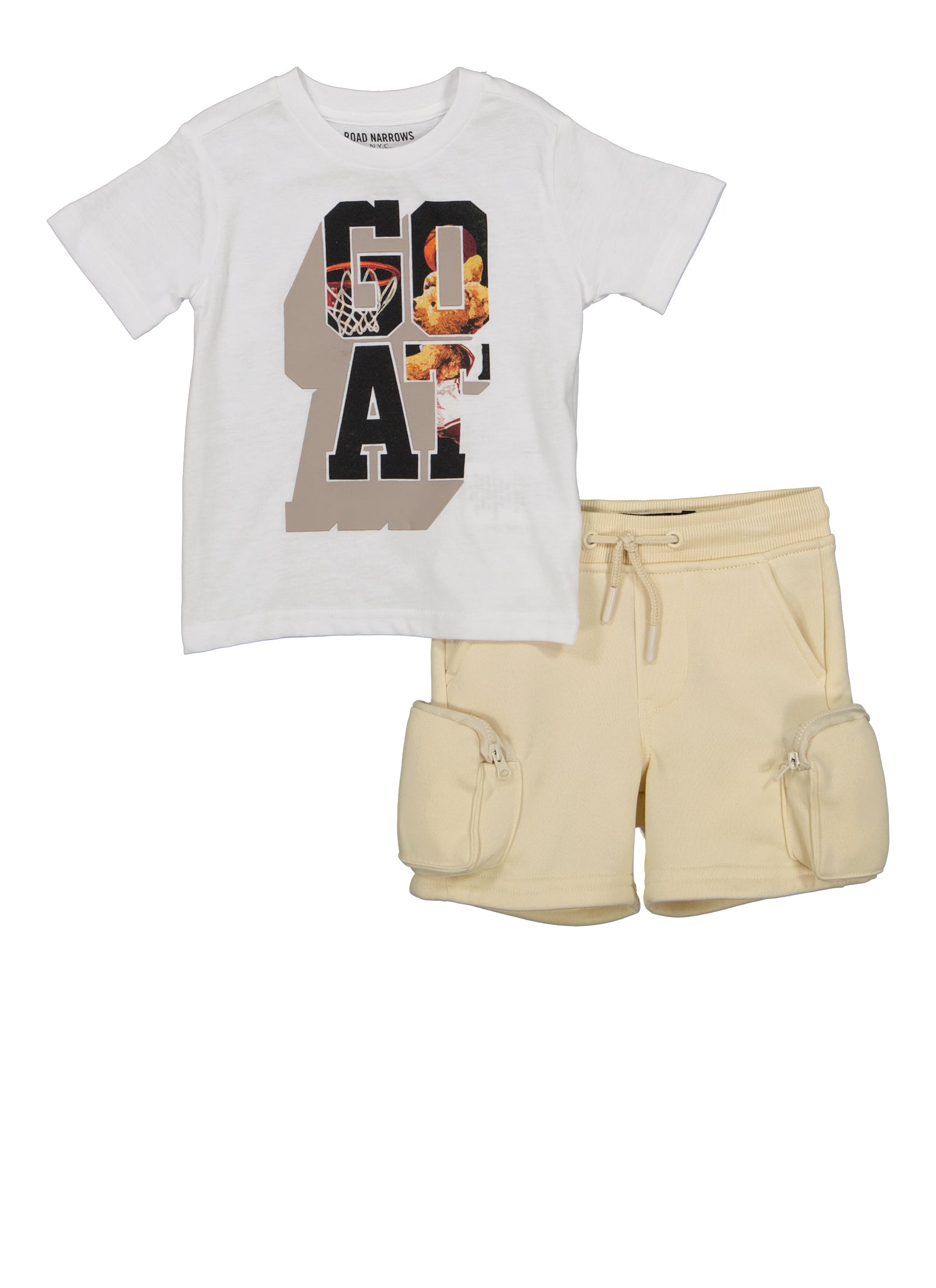 Baby Boys 12-24M Goat Graphic Tee and Shorts, White,