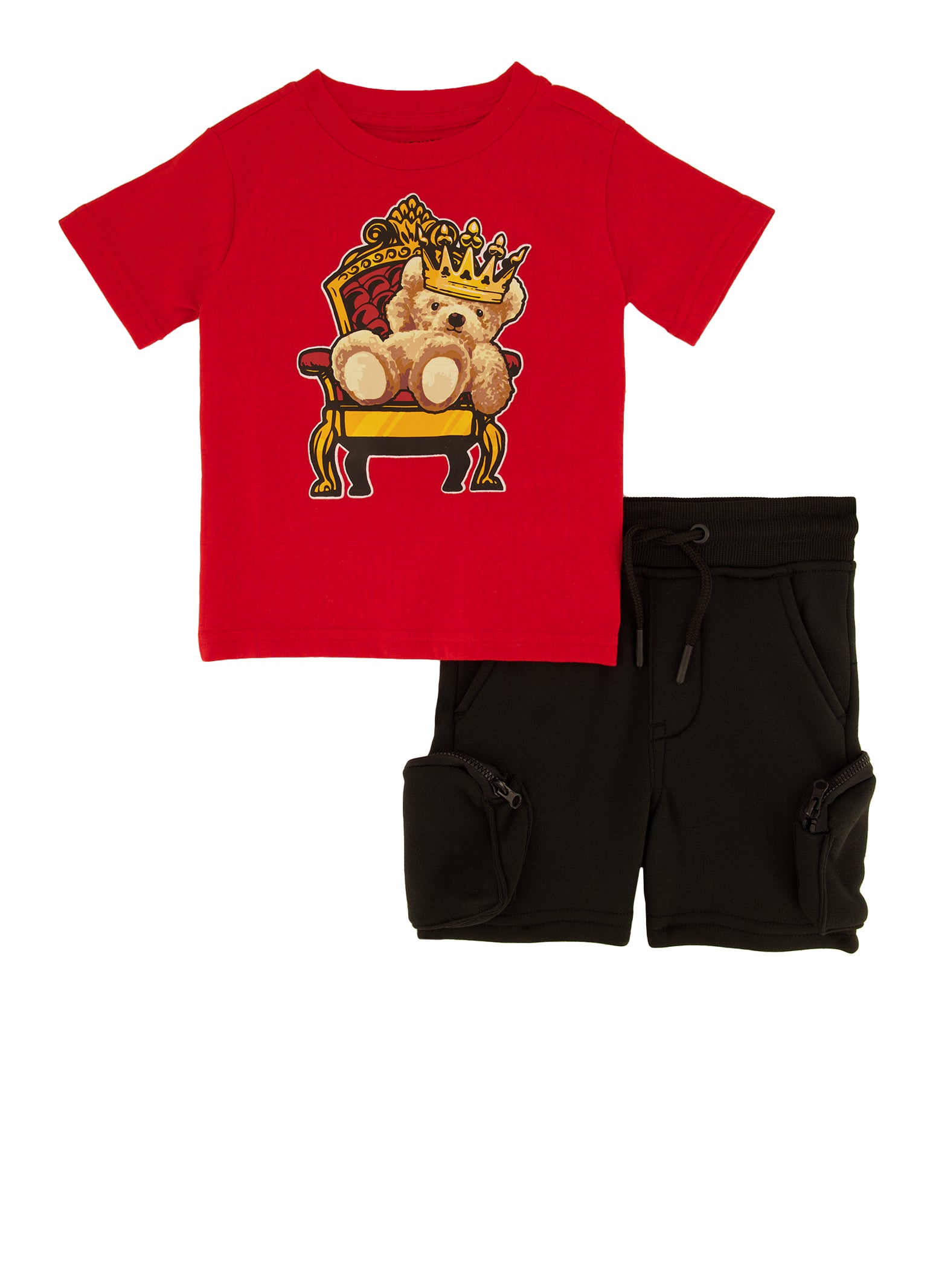 Baby Boys 12-24M Bear Graphic Tee and Cargo Shorts, Red, Size 12M