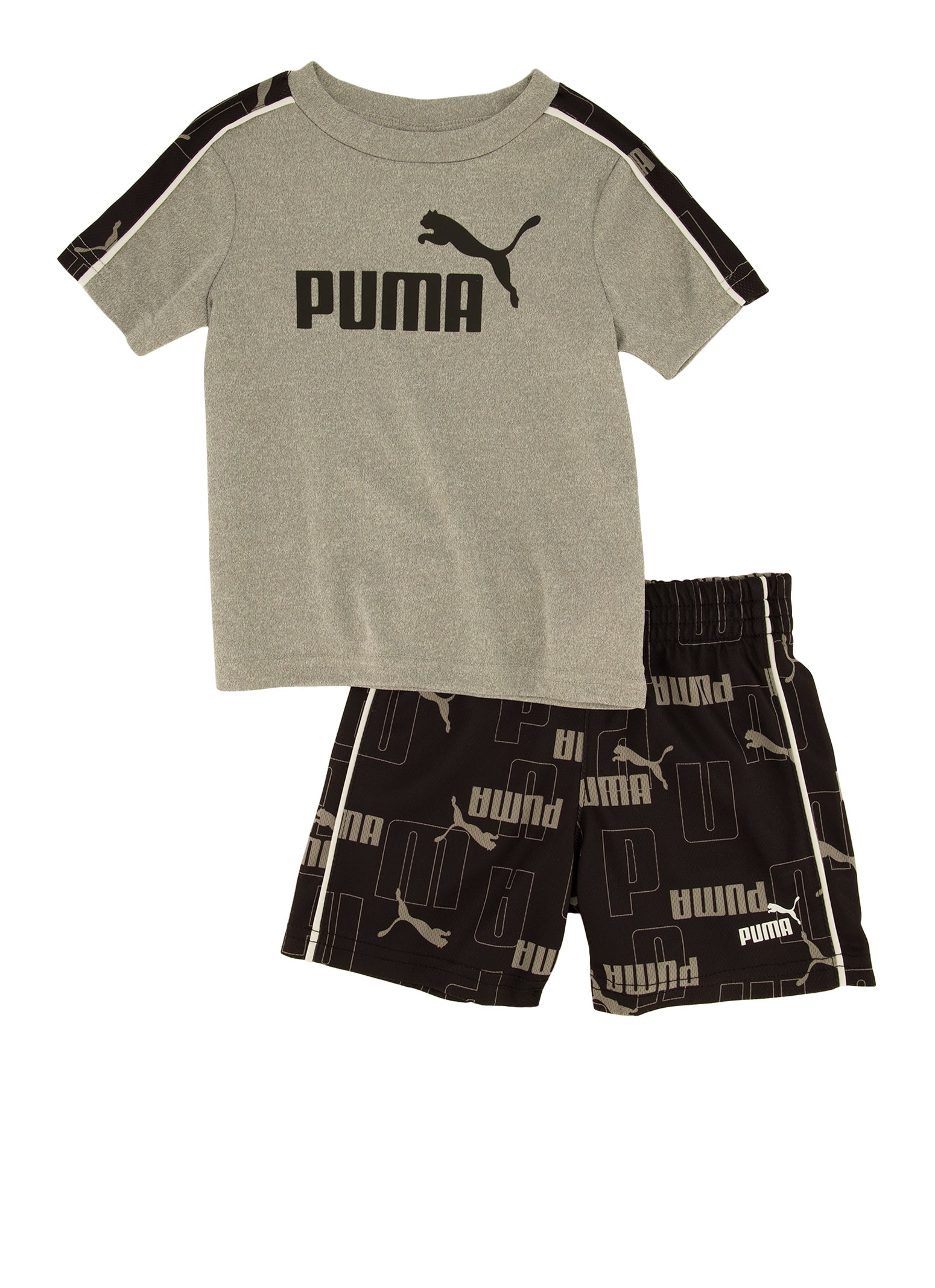 Baby Boys 12-24M Puma Logo Graphic Tee and Printed Shorts, Grey,