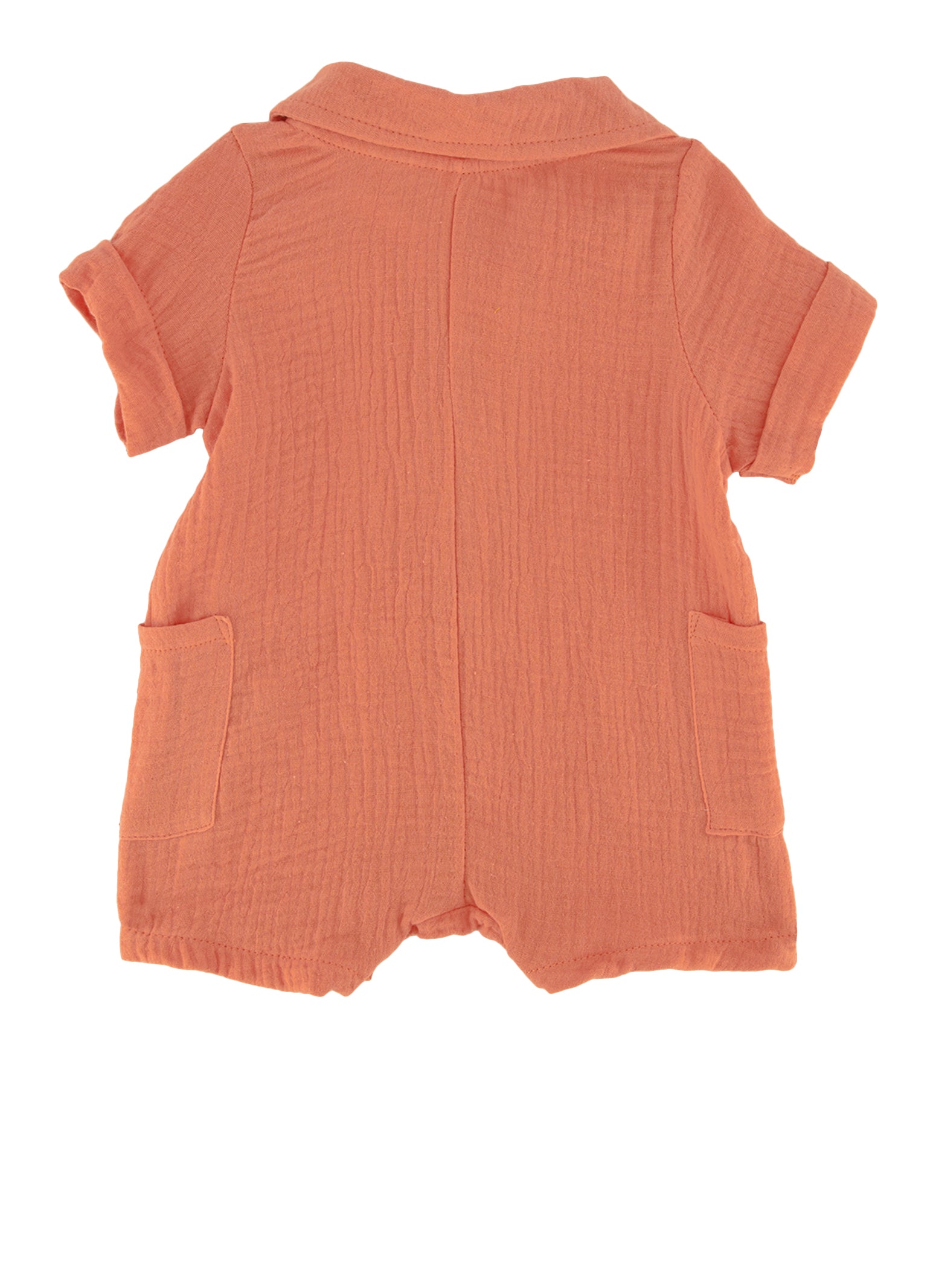 Baby Boys 0-9M Gauze Knit Romper with Bucket Hat, Orange, Size 6-9M