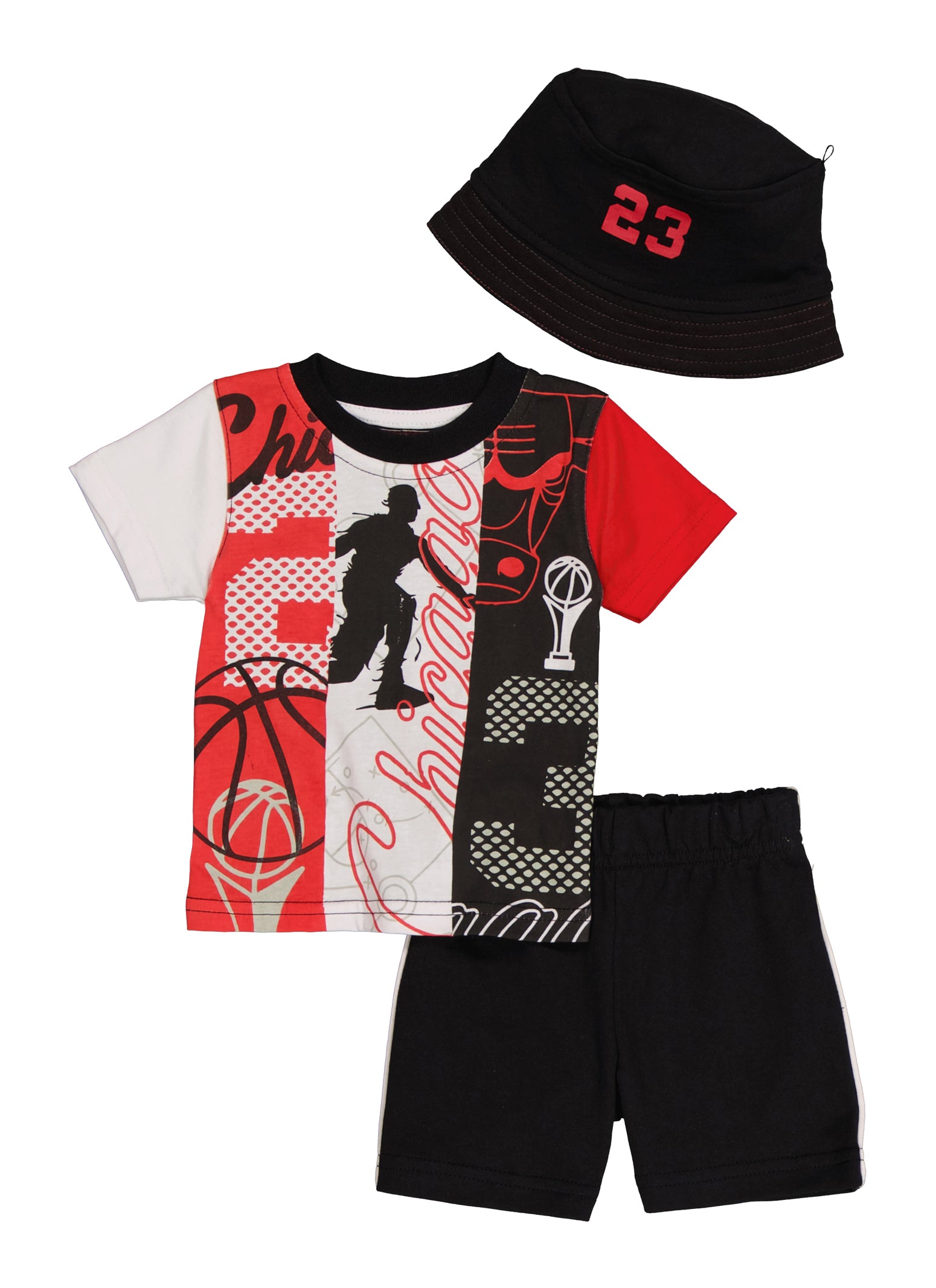 Baby Boys 0-9M Chicago Graphic Tee with Shorts and Hat, Multi, Size 6-9M