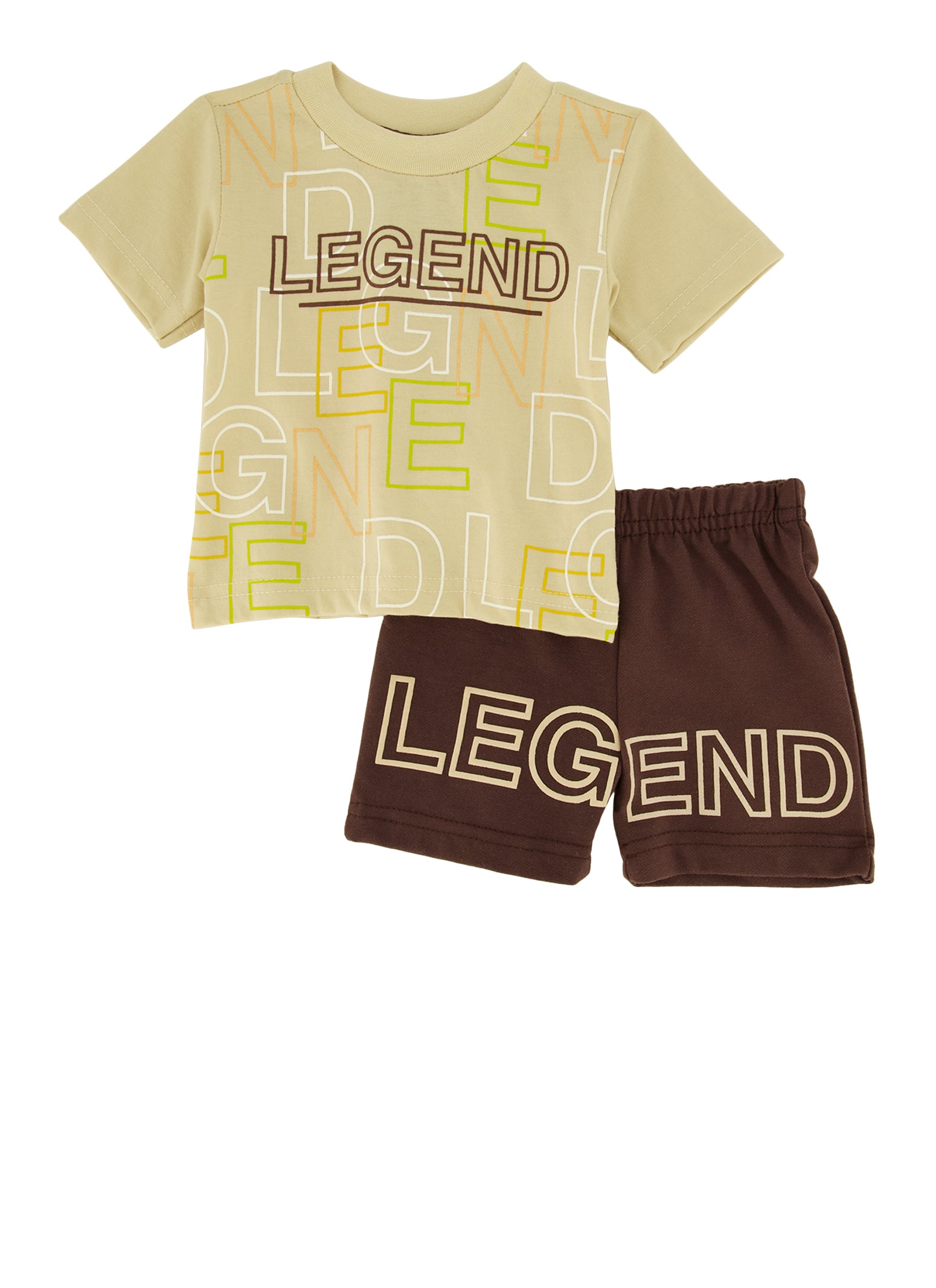 Baby Boys 0-9M Legend Graphic Print Tee and Shorts, Beige, Size 0-3M