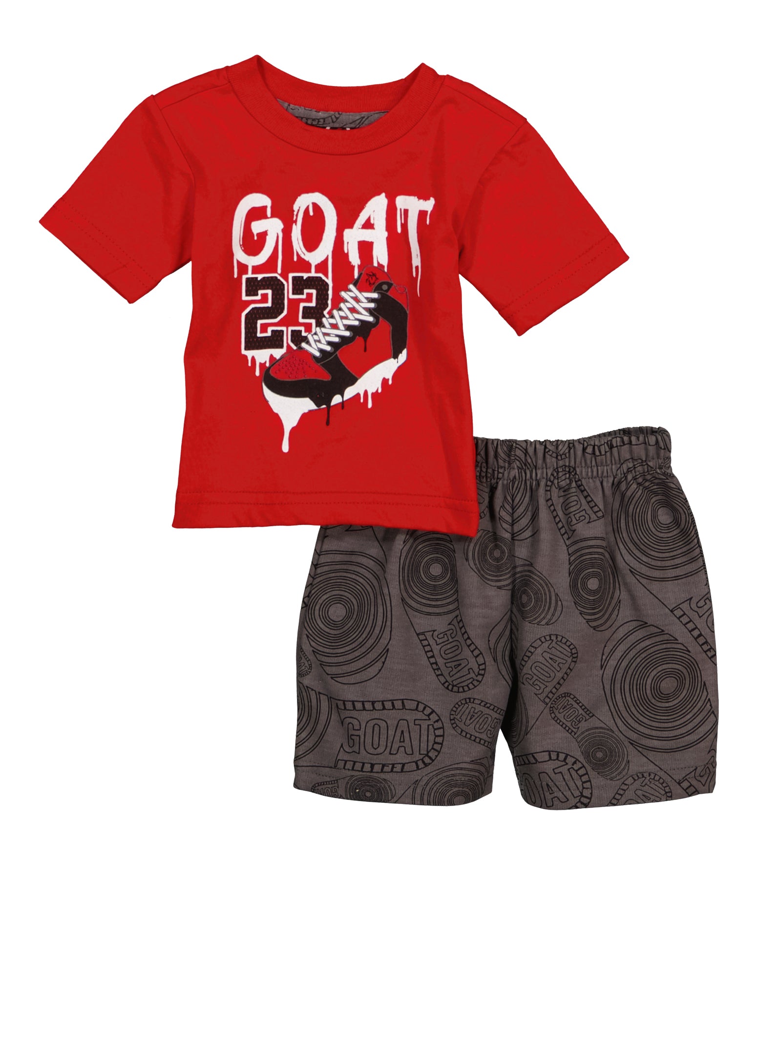 Baby Boys 0-9M Goat 23 Drip Graphic Tee and Shorts, Red, Size 6-9M