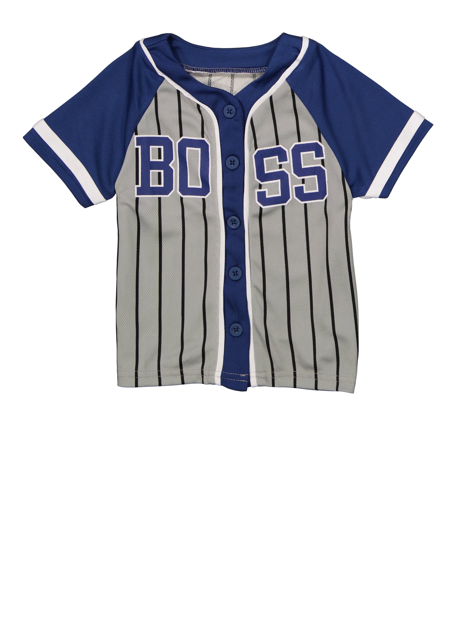 Baby Boys 12-24M Striped Boss Graphic Baseball Jersey, Grey, Size 24M
